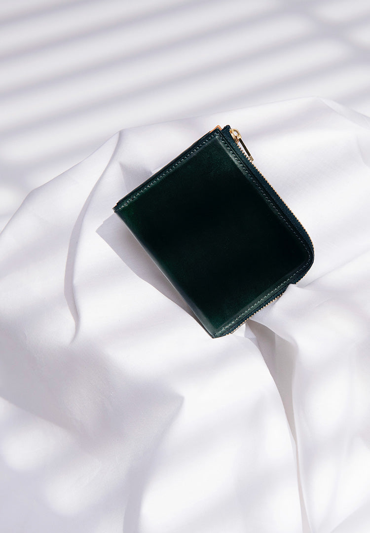  シェルコードバンL字ファスナー財布 Green 