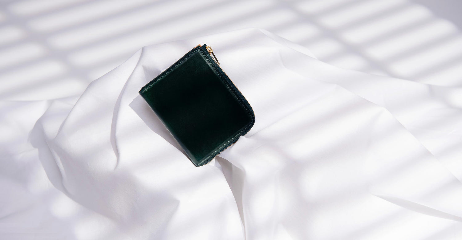  シェルコードバンL字ファスナー財布 Green 