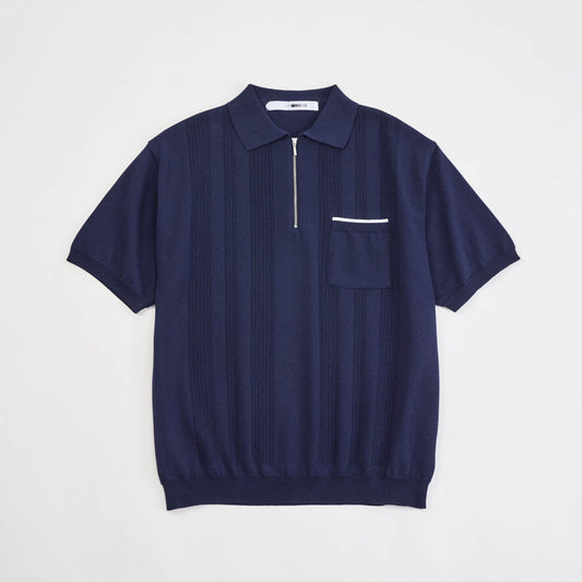 ハーフジップ襟付き半袖P/O