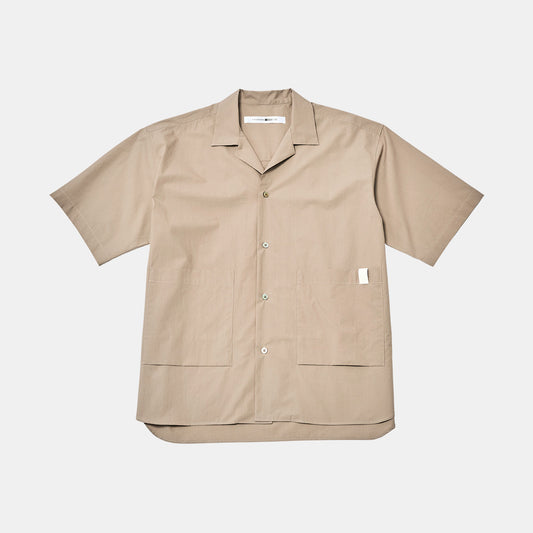 オープンカラーシャツ オーガニックコットン ヴィーガンレザー