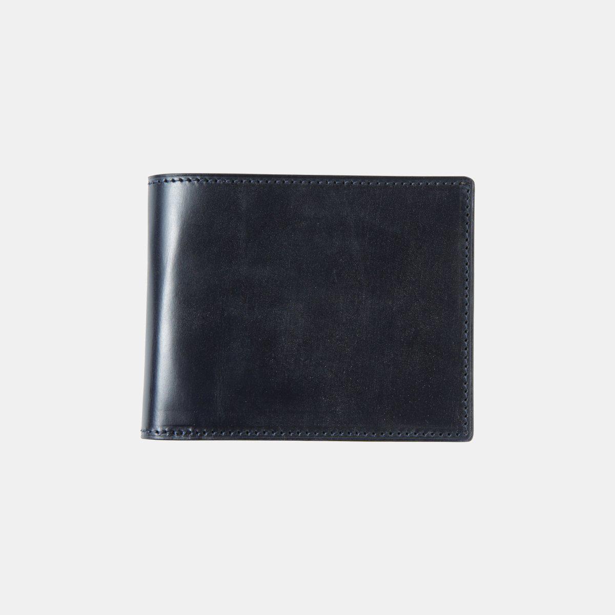 Bridle Leather ブライドルレザー 二つ折り財布 - ネイビー/紺